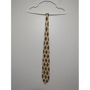 Brooks Brothers BFS Men Yellow Diamond Floral 100% Silk Tie Made in USA